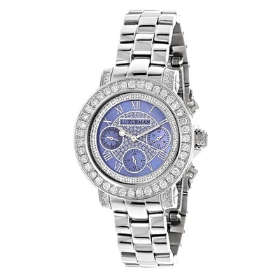Reloj Mujer Acero Inoxidable Diamante | Luxurman Montana 36 mm | Esfera Azul Foto 1 de 4