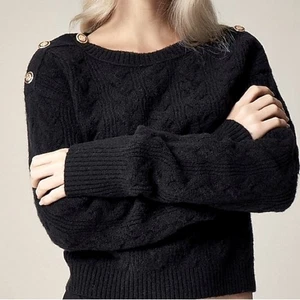 Neu mit Etikett 148 $ J. CREW Pullover mit Zopfmuster und Knöpfen aus superweichem Garn XL - Bild 1 von 12