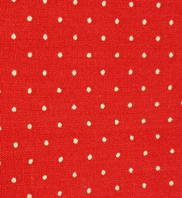 Mini acolchado de tela de algodón a lunares vintage fondo rojo puntos blancos Foto 1 de 2