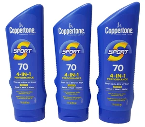 Coppertone SPORT Sunscreen Lotion Broad Spectrum SPF 70, 7 FL OZ- 3 Pack - Picture 1 of 3
