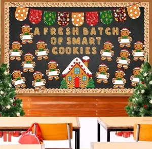 70 Pcs Christmas Winter Gingerbread Bulletin Board Classroom Decoration Set X... - Picture 1 of 3