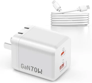 GaN Charger 70W USB C for iPhone 17 16 15 Pro, Galaxy S23, Fast Compact - Picture 1 of 7