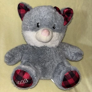2023 PetSmart Lucky the Cat  Squeaker Gray Black Red Plaid Pet Plush Toy 9" - Picture 1 of 2