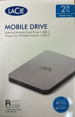 LaCie - STLP2000400 - 2 TB Portable Hard Drive - Moon Silver - Image 1 of 3