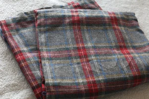 Vintage Roaring River Mills Wool Red Plaid Blanket Fabric 3 Yards 60"x120" USA - Picture 1 of 20