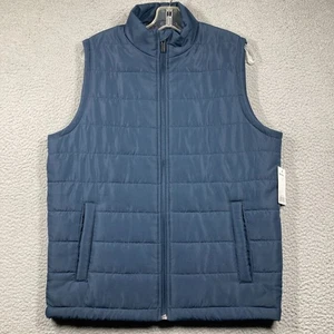 Sonoma Puffer Weste Herren klein blau grau durchgehender Reißverschluss Softshell verstaubar gesteppt - Bild 1 von 10