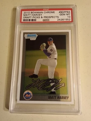 Bowman Draft Picks & Prospects 2010 Matt Harvey #BDPP84 calificado PSA 10 GEMA COMO NUEVO Foto 1 de 2