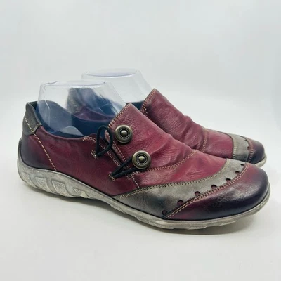 Sapatos confortáveis de couro Remonte WMN US7.5-8 EU38 vermelho/cinza moda caminhada  - Imagem 1 de 4
