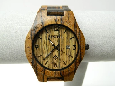 BEWELL W086B Reloj Hombre Madera Cuarzo Ligero Hecho a Mano/Falta Banda Pin Foto 1 de 4