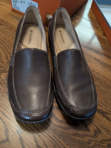 Scarpe donna Clarks destrutturate pelle marrone 9W comode mocassini casual
