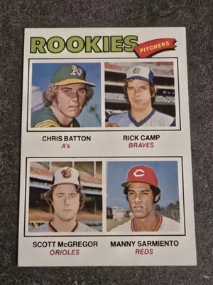 1977 Topps Rookie Pitchers Scott McGregor, Rick Camp, Manny Sarmiento #475 M/NM  - Image 1 of 2