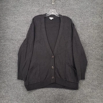 Cárdigan para mujer Jill L grande gris cuello en V botón delantero suéter manga larga tejido Foto 1 de 4