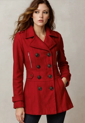 Chaquetón de lana MISS Sixty para mujer grande rojo doble pecho Foto 1 de 4