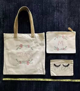 Tote and zip pouches personalized with Melissa - Picture 1 of 1