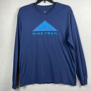 Nike The Nike Tee Dri Fit Mens Nike Trail Long Sleeve Size XL Blue Running - Picture 1 of 8