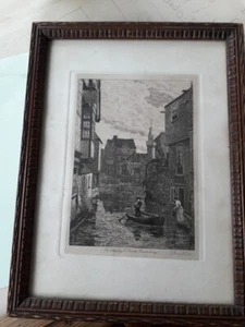 CANTERBURY, KENT. Framed Original Black and White Etching By E. Penstone. - Picture 1 of 6