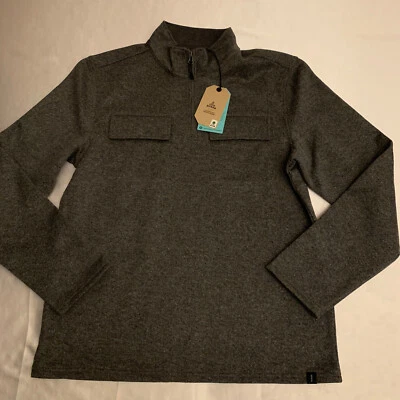 PRANA Brookland 1/4 Zip Sweater Wool Mens Large Gravel Gray New NWT $129 - Image 1 of 4
