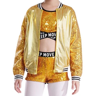 女孩服装派对服装生日团队服装训练套装爵士制服闪亮 — 第 1/4 张图片