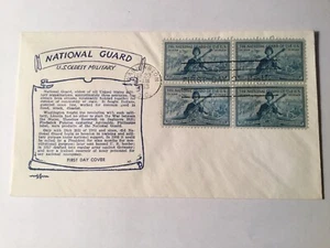 US FDC #1017a Nation Guard. Pent Art Cachet. Block.Unaddressed and Unsealed - Picture 1 of 2