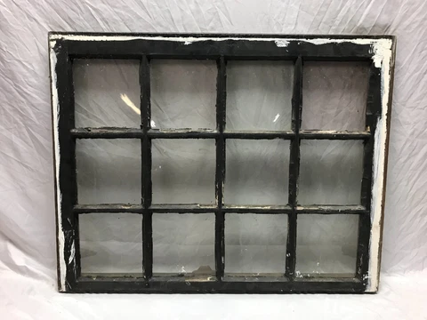 Antique 12 Lite Window Sash Old Shabby Vintage Chic 25x32 Black VTG 964-23B Cover