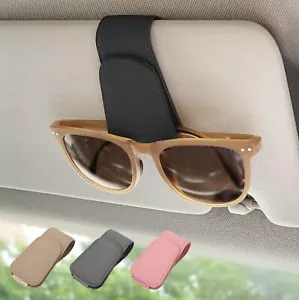 Magnetic Leather Sunglass Holder, Eyeglass Hanger Clip for Car Sun Visor - Picture 1 of 8