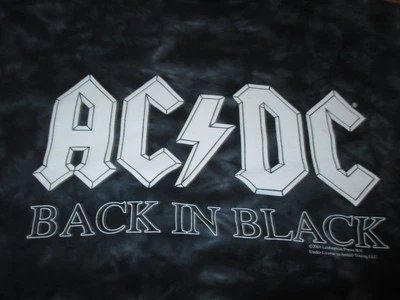 2001 Repro AC DC "Back in BLACK" (LG) T-Shirt BOLT on Back ANGUS & MALCOLM YOUNG - Image 1 of 3