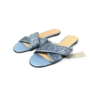 J Crew Sparkly Ocean Glitter Crisscross Cora Womens Size 8.5 Sandals New w/ Tag - Picture 1 of 5