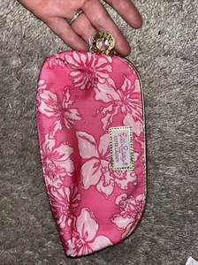 Lilly Pulitzer For Estee Lauder Makeup Cosmetic Bag Pink Floral Zip Closure - Picture 1 of 4