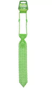 St Patrick’s Day Green Beaded Necktie, 22 Inches- New - Picture 1 of 6