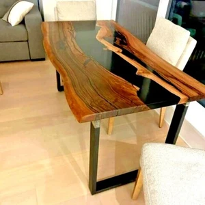 Black Solid Epoxy Resin The Luxury Dining Console Table Home Decor Kitchen Decor - Picture 1 of 6