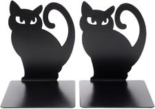  1 Pair Bookends,Book Ends, Book Ends for Shelves, Heavy Duty Metal Black Cat