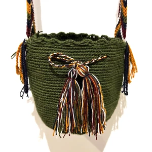 Handmade Wayuu Mochila Crossbody Bag Purse Crochet Boho Woven Yarn Artsy Artisan - Picture 1 of 21