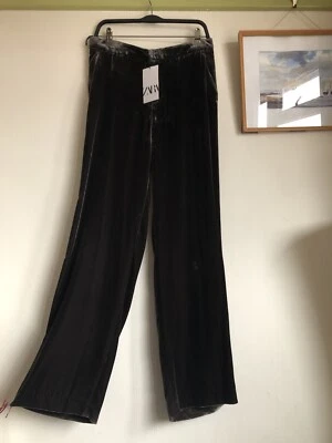 Pantalón ZARA Mulberry Mezcla Seda Terciopelo M W32 L33 Reino Unido 12 14 Marrón/Taupe Foto 1 de 4