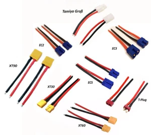EC2 EC3 EC5 XT30 XT60 XT90 T Plug Tamiya Silikon Kabel Stecker Buchse Female - Bild 1 von 30