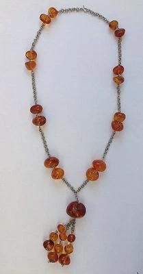Beautiful vintage handmade Real Baltic Cognac amber pebble Drops necklace - Image 1 of 4