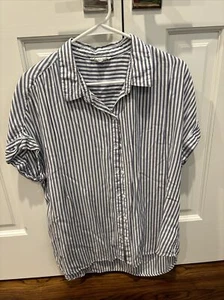 Strand Mittagessen Lounge Knopfleiste gestreift blau Top. Größe L Euc. - Bild 1 von 2