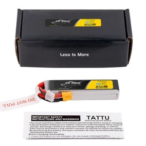 Tattu 850mAh 2S 7.6V HV 95C Lipo RC Airplane Battery Long Pack With XT30 Plug - Picture 1 of 4