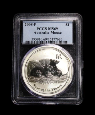 2008 P $1 Australia Mouse PCGS  MS 69 - Image 1 of 2