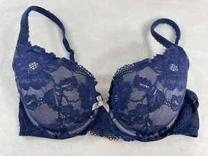 Sujetador push-up azul con aros y correa ajustable de encaje floral 34D Victoria's Secret para mujer - Imagen 1 de 5