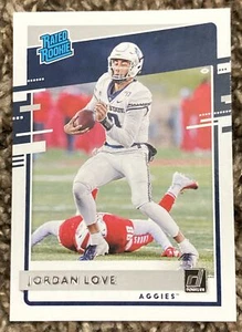 2020 Panini Donruss Rated Rookie #7 Jordan Love Utah State Aggies RC - Foto 1 di 2