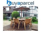 Charles Taylor 8 Seater Wooden Round Garden Dining Table & Chairs Parasol Grey