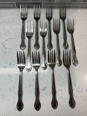 61 Update Stainless Flatware 7.25” FORKS Lot of 12 NUC - Image 1 of 4