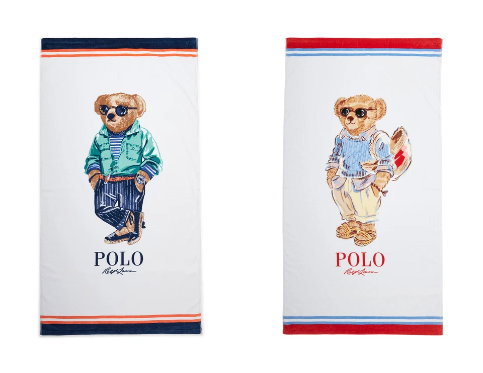 Polo Ralph Lauren Beach Shop Boy Girl Polo Bear Velour Beach Towel 66" x 35" New - Image 1 of 1