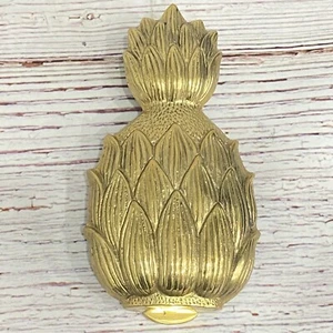Vintage 70s Brass Pineapple Door Knocker Gold Tone Heavy Brass NO SCREWS - Picture 1 of 6