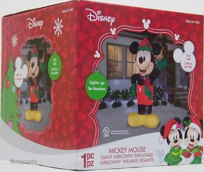 Navidad Disney 8 pies Luz Mickey Mouse con Sombrero y Bufanda Inflable Soplado por Aire Foto 1 de 2
