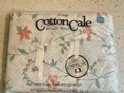 1981 - Sábana Ajustable JP Stevens Algodón Cale Talla King - Renacimiento Floral En Paquete Foto 1 de 4