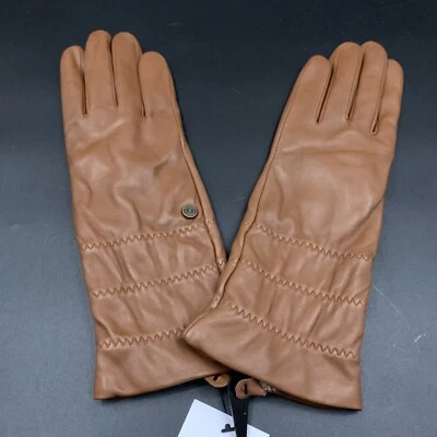 GUANTE DE CUERO UGG PUÑO CEÑIDO MUJER M LANA CACHEMIR FORRADO CONDUCTOR ~ CASTAÑO Foto 1 de 4