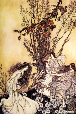 DANCING WITH THE FAIRIES FANTASY FAIRY ILLUSTRATION BY ARTHUR RACKHAM REPRO  - Image 1 of 3