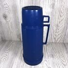 Vintage Blue Thermos Mug Vacuum Bottle Filler 14QF Hot / Cold USA