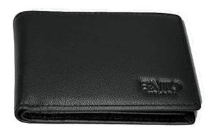 Men's RFID Slim Black Genuine Italian Full Grain Leather Trifold Wallet - Picture 1 of 15